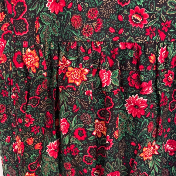 Vintage 90’s kids girls dress: green and red roses. - Picture 5 of 6
